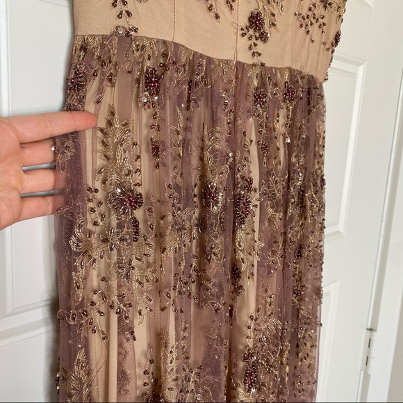 KOROVILAS ISLA EMBELLISHED TAN MOCK NECK MAXY DRESS 4 - Picture 3 of 10